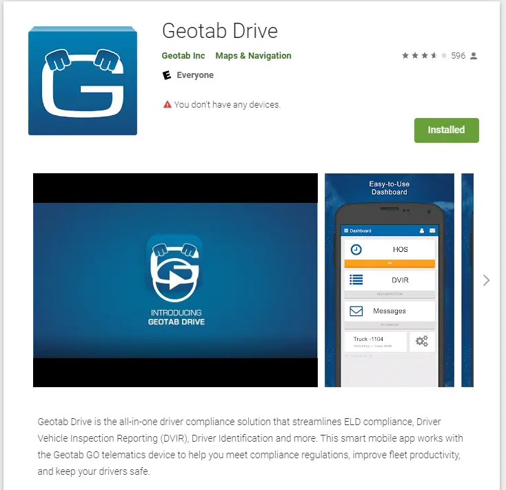 Geotab Drive App on Android