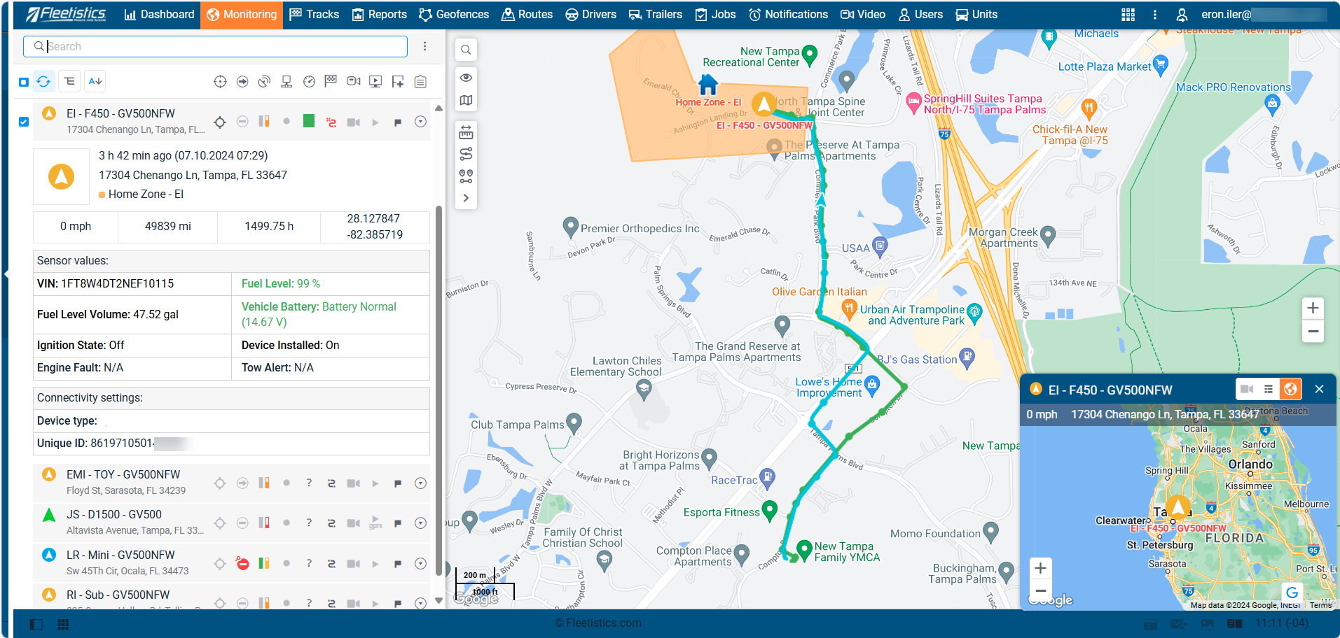 Live GPS tracking