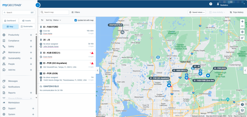 Fleet Map with Last Location