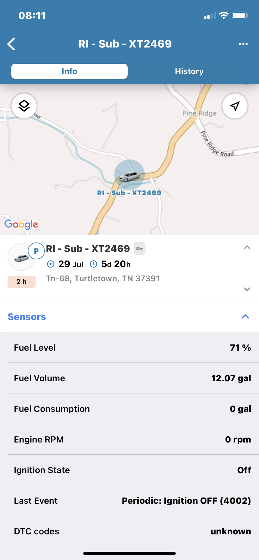 FONE Mobile App Vehicle Status