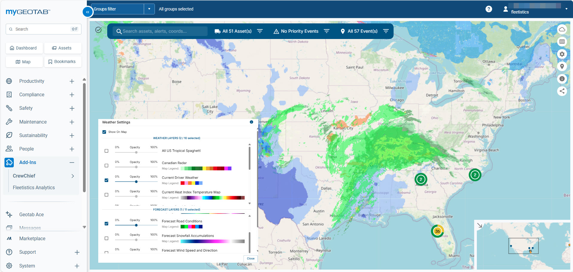 Weather with Legend in Geotab