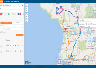 Map showing GPS tracking route