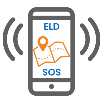 Mobile app image showing ELD and SOS
